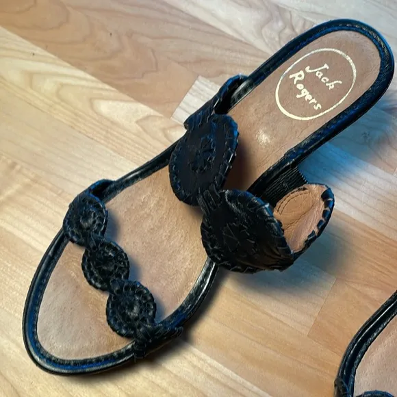 Jack Rogers Luccia Platform Wedge Black Sandals Women’s Size 9.5 M