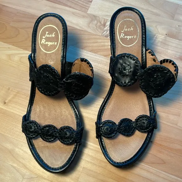 Jack Rogers Luccia Platform Wedge Black Sandals Women’s Size 9.5 M