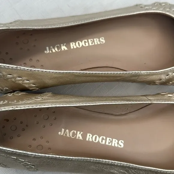 Jack Rogers Pinwheel Navajo Pale Gold Leather Ballet Flats Womens Size 10 US