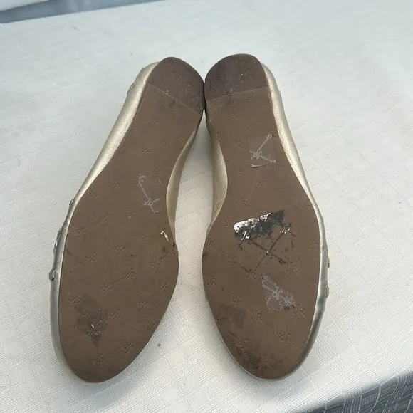 Jack Rogers Pinwheel Navajo Pale Gold Leather Ballet Flats Womens Size 10 US