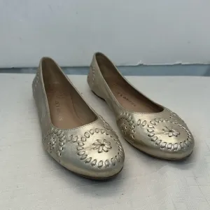 Jack Rogers Pinwheel Navajo Pale Gold Leather Ballet Flats Womens Size 10 US