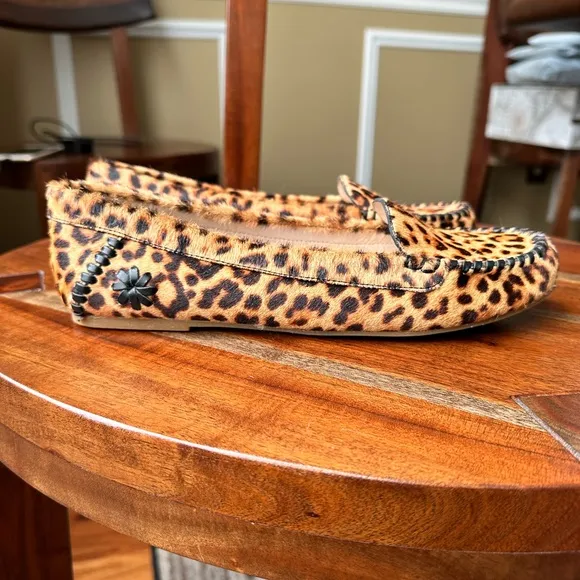 Jack Rogers WOMEN'S MILLIE HAIRCALF MOCCASIN LEOPARD PRINT CASUAL SHOES