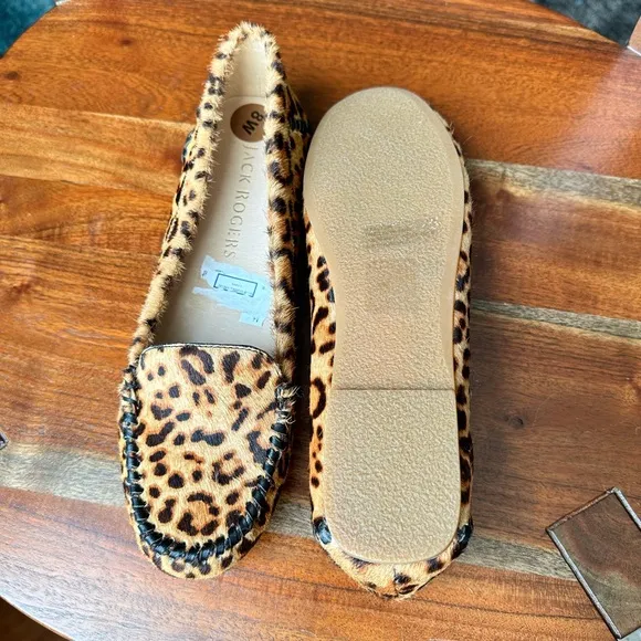 Jack Rogers WOMEN'S MILLIE HAIRCALF MOCCASIN LEOPARD PRINT CASUAL SHOES