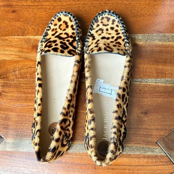 Jack Rogers WOMEN'S MILLIE HAIRCALF MOCCASIN LEOPARD PRINT CASUAL SHOES