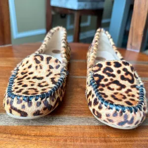 Jack Rogers WOMEN'S MILLIE HAIRCALF MOCCASIN LEOPARD PRINT CASUAL SHOES