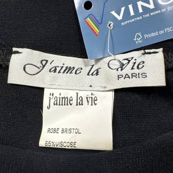 J'aime la Vie Paris Women's Black PenciDress Made in France 65% Viscose Sz M