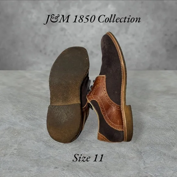 J&amp;M 1850‎ Collection Men’s Leather and Navy Blue Suede Shoes. Size 11.