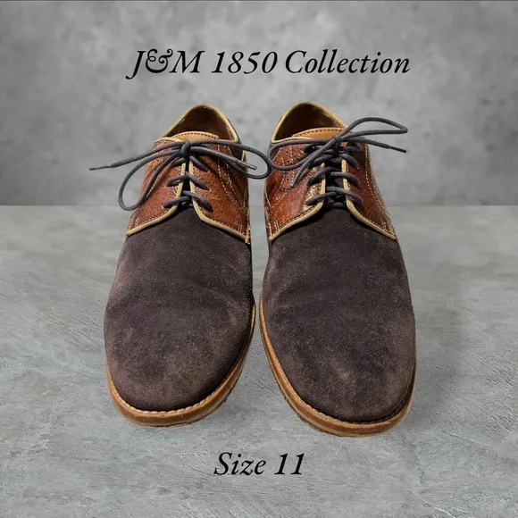 J&amp;M 1850‎ Collection Men’s Leather and Navy Blue Suede Shoes. Size 11.