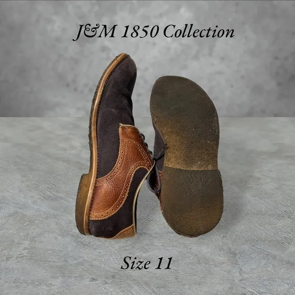 J&amp;M 1850‎ Collection Men’s Leather and Navy Blue Suede Shoes. Size 11.