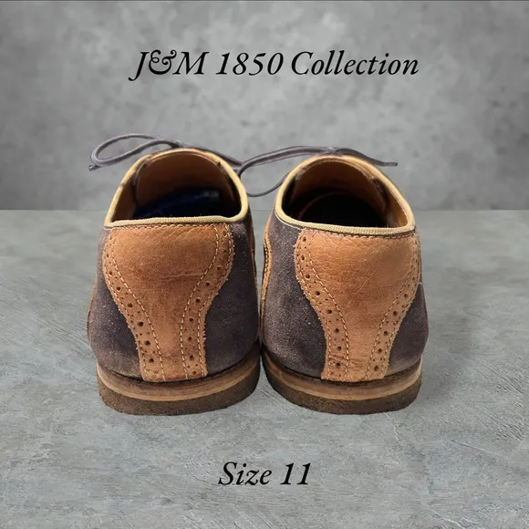 J&amp;M 1850‎ Collection Men’s Leather and Navy Blue Suede Shoes. Size 11.