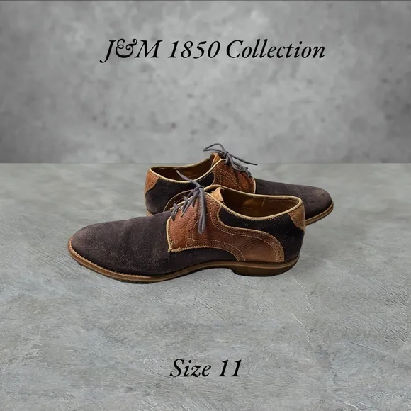 J&amp;M 1850‎ Collection Men’s Leather and Navy Blue Suede Shoes. Size 11.