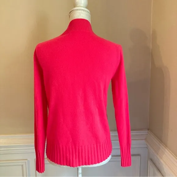 JCREW Cashmere Hot Bright Pink Mock Turtleneck Sweater