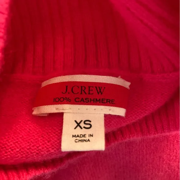 JCREW Cashmere Hot Bright Pink Mock Turtleneck Sweater
