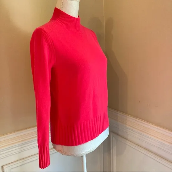 JCREW Cashmere Hot Bright Pink Mock Turtleneck Sweater