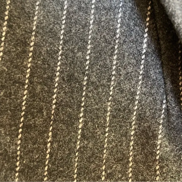 JCREW Grey White Pinstripe Melton Wool Overcoat Jacket
