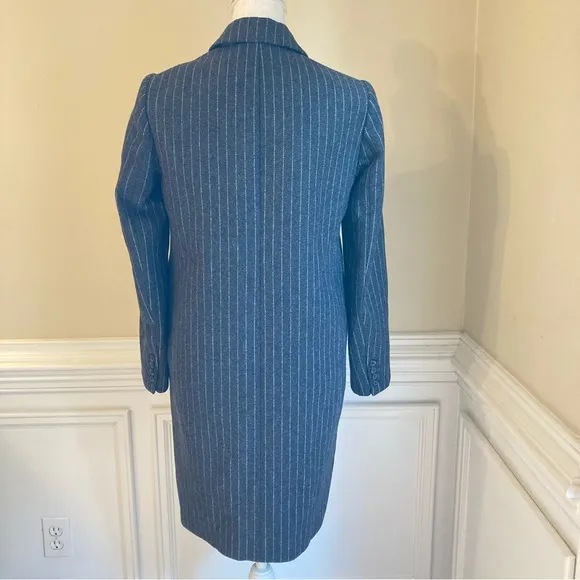 JCREW Grey White Pinstripe Melton Wool Overcoat Jacket