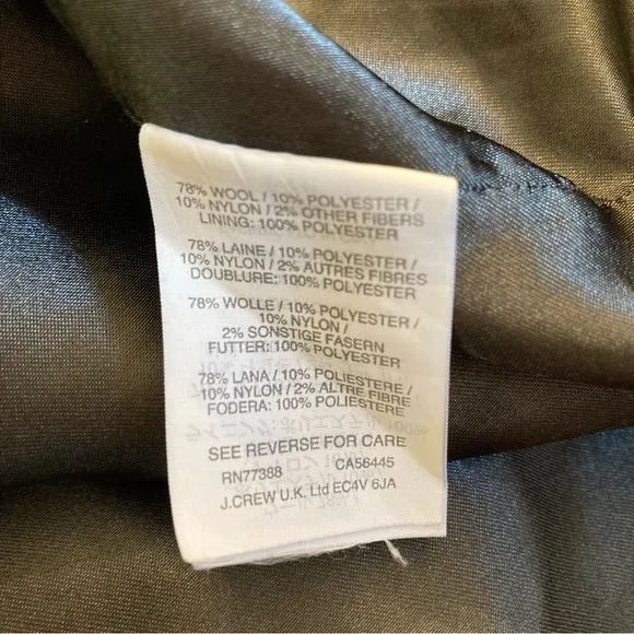 JCREW Grey White Pinstripe Melton Wool Overcoat Jacket