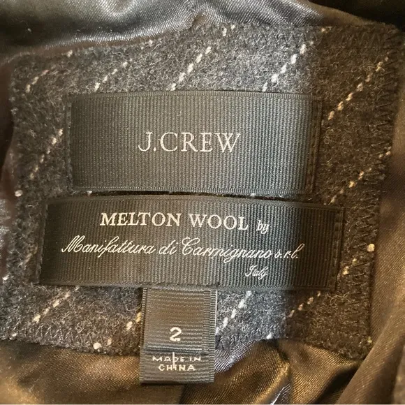 JCREW Grey White Pinstripe Melton Wool Overcoat Jacket