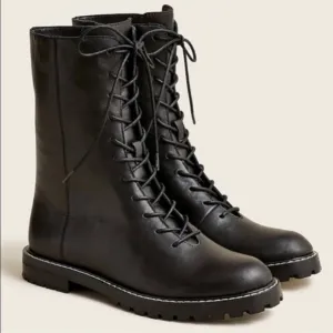 J. Crew Gwen lug sole leather lace up combat boots black women’s Sz 9.5