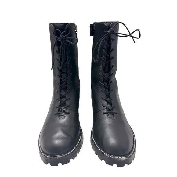 J. Crew Gwen lug sole leather lace up combat boots black women’s Sz 9.5