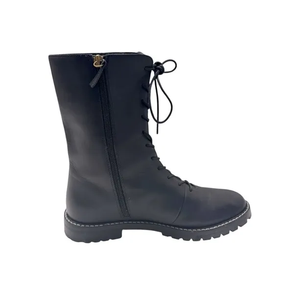 J. Crew Gwen lug sole leather lace up combat boots black women’s Sz 9.5