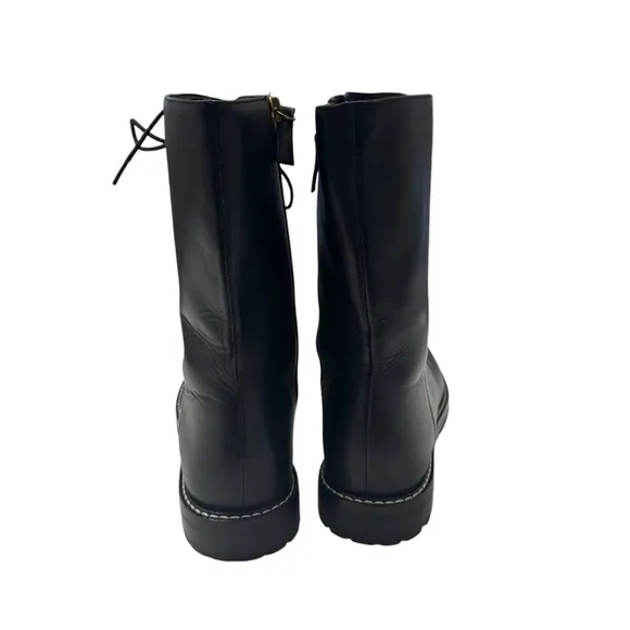 J. Crew Gwen lug sole leather lace up combat boots black women’s Sz 9.5