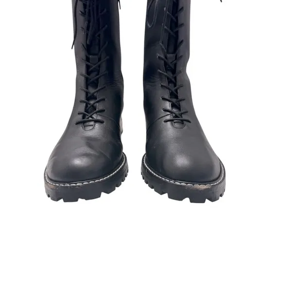 J. Crew Gwen lug sole leather lace up combat boots black women’s Sz 9.5