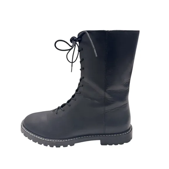 J. Crew Gwen lug sole leather lace up combat boots black women’s Sz 9.5