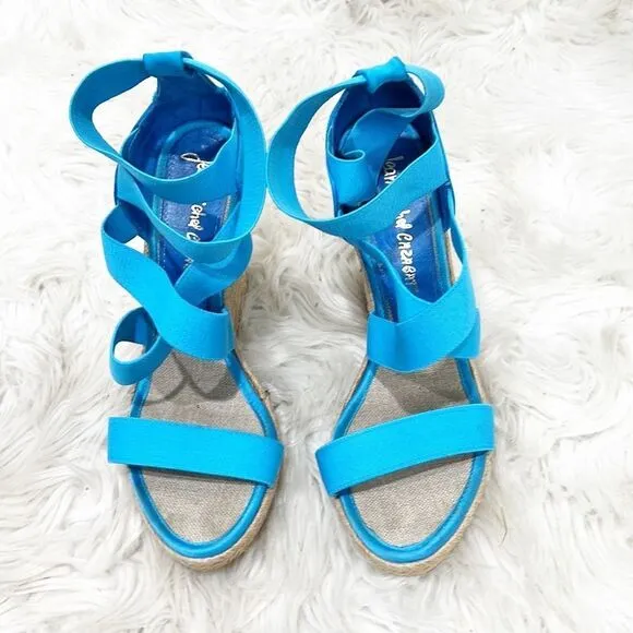 Jean Michel Cazabat Fella Turquoise Blue Wedges 40