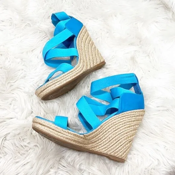 Jean Michel Cazabat Fella Turquoise Blue Wedges 40