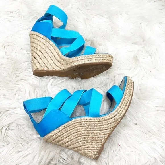 Jean Michel Cazabat Fella Turquoise Blue Wedges 40