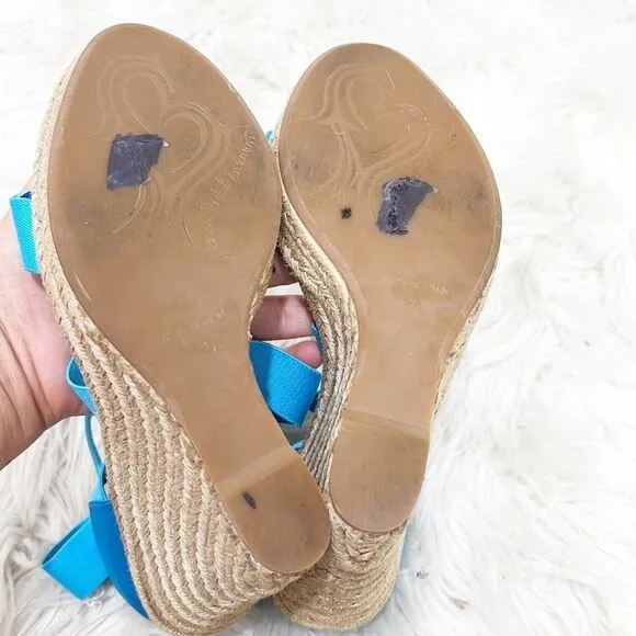 Jean Michel Cazabat Fella Turquoise Blue Wedges 40