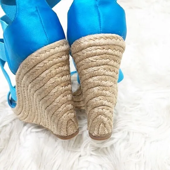 Jean Michel Cazabat Fella Turquoise Blue Wedges 40