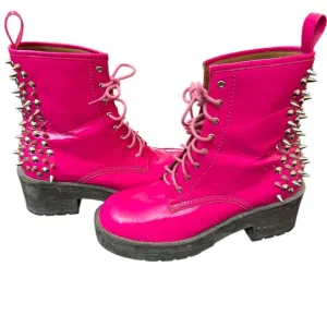 Jeffrey Campbell “8th street” patent combat boot RARE in hot pink - size 9 M