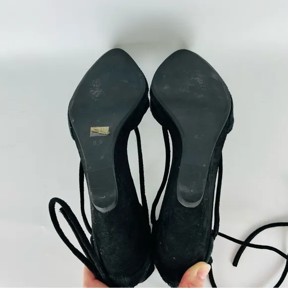 Jeffrey Campbell Black Suede Point Toe Strappy Wedges