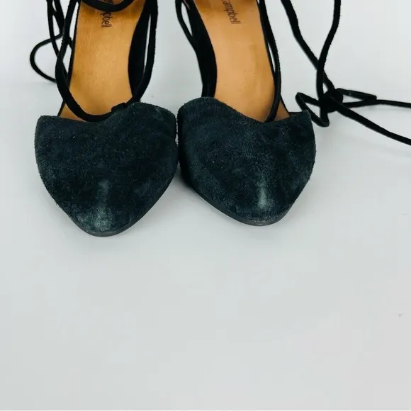 Jeffrey Campbell Black Suede Point Toe Strappy Wedges