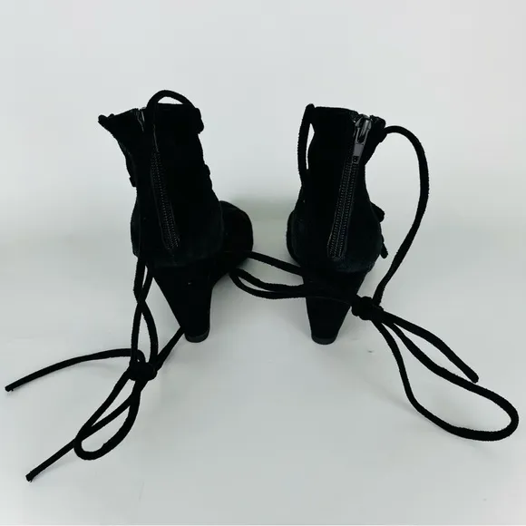 Jeffrey Campbell Black Suede Point Toe Strappy Wedges