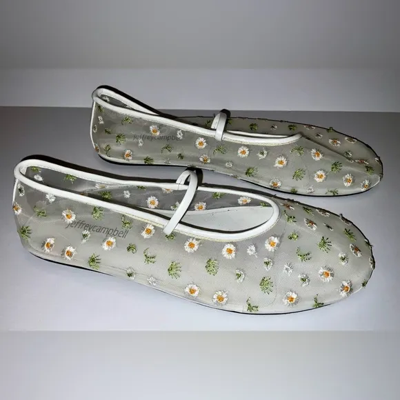 Jeffrey Campbell Floral Mesh Flats - size 9 - new/no box - embroidered daisies