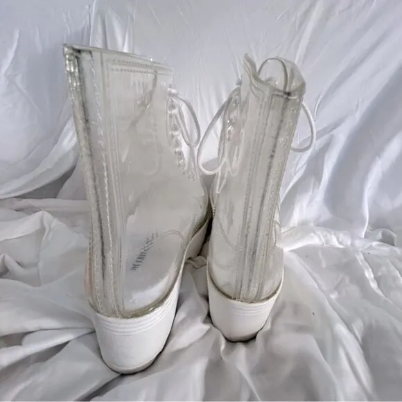 Jeffrey Campbell Fog Clear Lace Up Platform Boots- Size 7