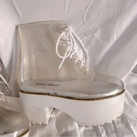 Jeffrey Campbell Fog Clear Lace Up Platform Boots- Size 7