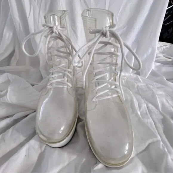 Jeffrey Campbell Fog Clear Lace Up Platform Boots- Size 7