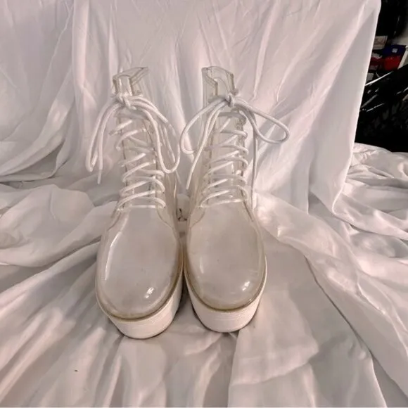 Jeffrey Campbell Fog Clear Lace Up Platform Boots- Size 7