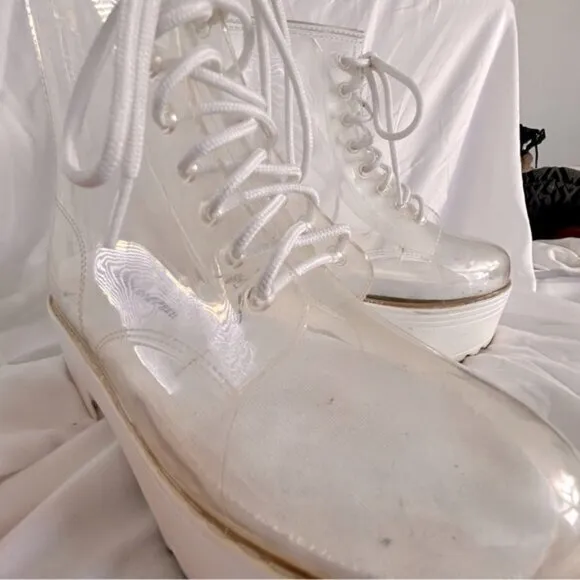 Jeffrey Campbell Fog Clear Lace Up Platform Boots- Size 7