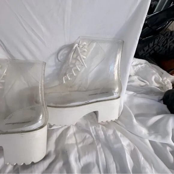 Jeffrey Campbell Fog Clear Lace Up Platform Boots- Size 7