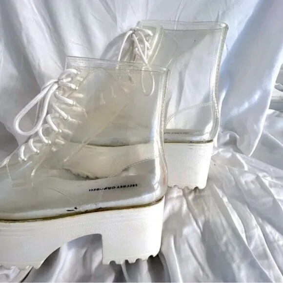 Jeffrey Campbell Fog Clear Lace Up Platform Boots- Size 7