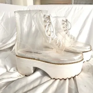 Jeffrey Campbell Fog Clear Lace Up Platform Boots- Size 7
