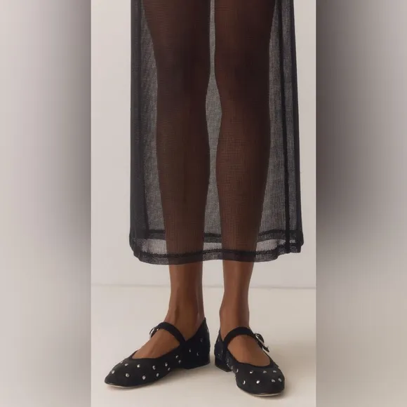 Jeffrey Campbell for Anthropologie black mesh studded flats - size 9 -new/no box