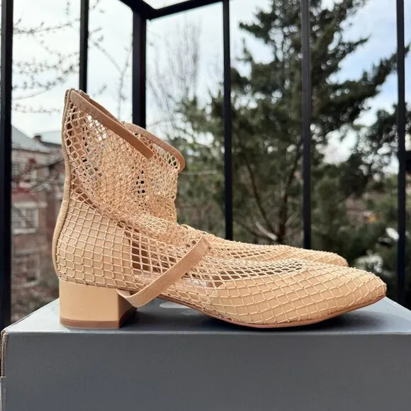 Jeffrey Campbell Magic Hour Mesh Heels Ballet Mary Jane Strap in Nude Cream