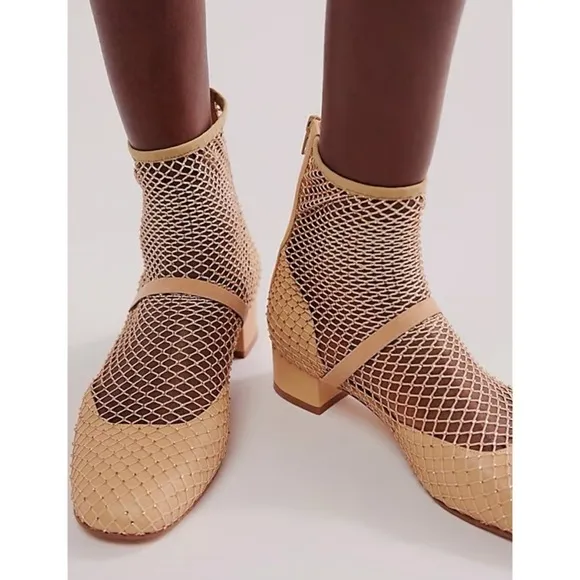Jeffrey Campbell Magic Hour Mesh Heels Ballet Mary Jane Strap in Nude Cream