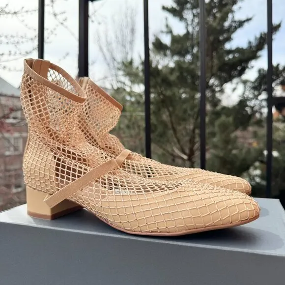 Jeffrey Campbell Magic Hour Mesh Heels Ballet Mary Jane Strap in Nude Cream